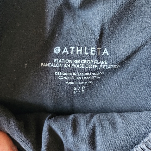 EUC Athleta Elation Rib Crop Flare Sz Small Petite Black - Picture 9 of 15